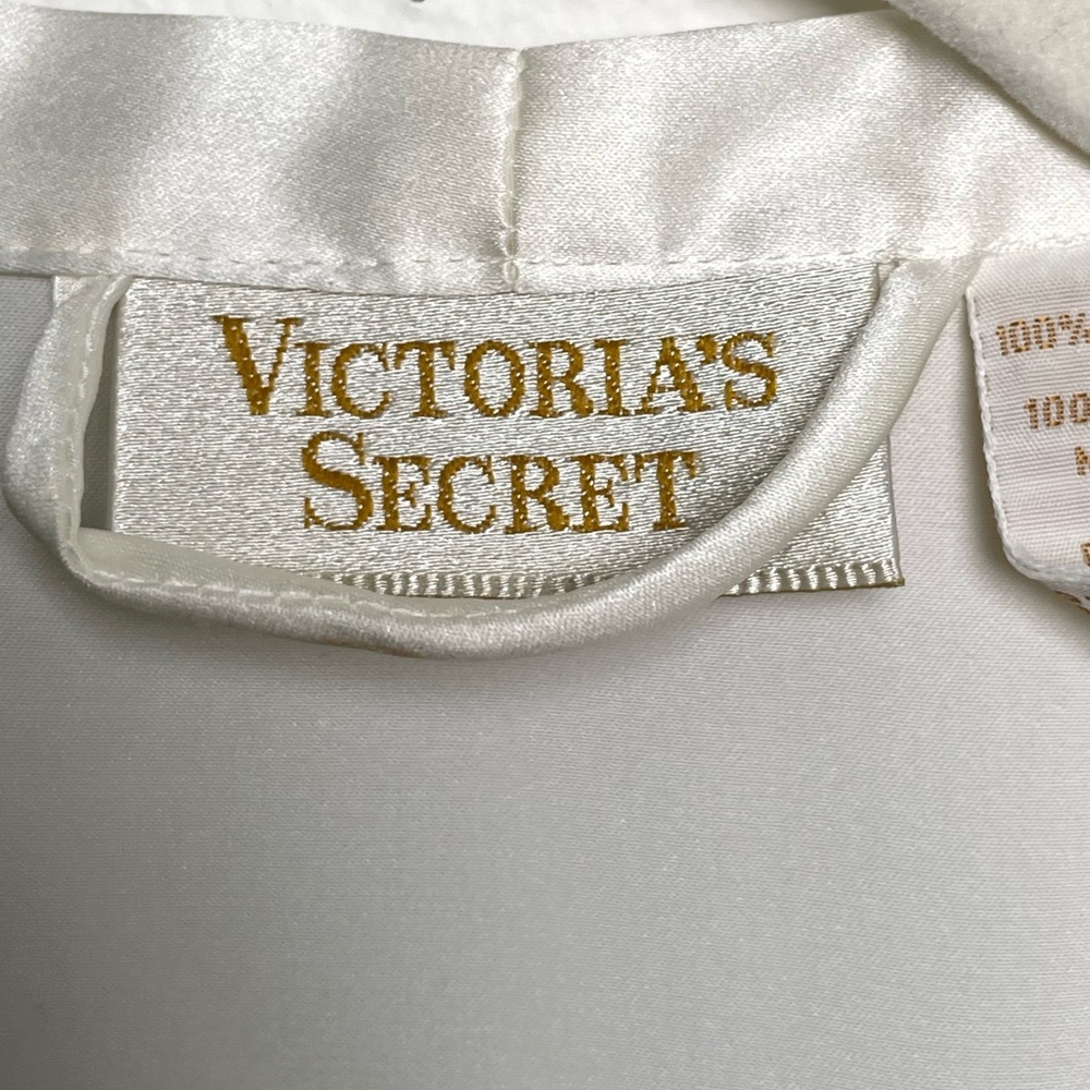 VTG Victorias Secret‎ Silky Sequin Lace Robe Satin Ivory Gold Label Bridal Y2K - Picture 11 of 11
